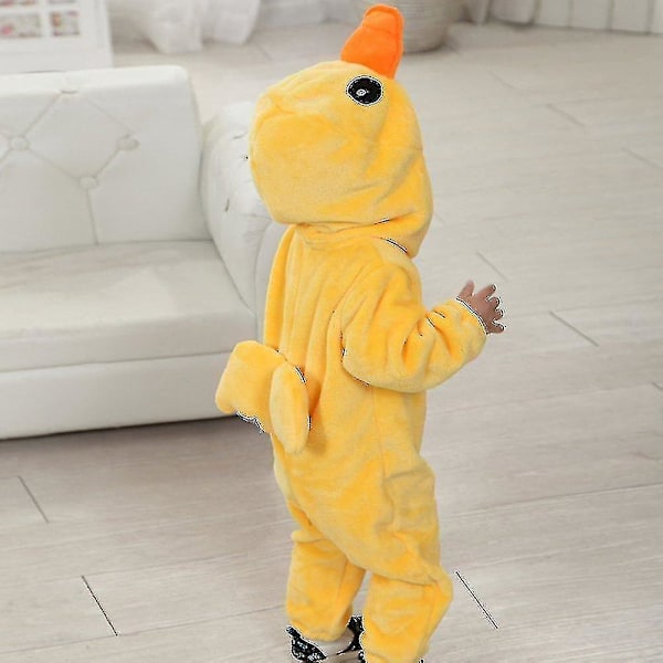 Toddler Dinosaur Hupullinen Onesie-asu Lapsille Halloween Keltainen Ankka 12-18 Kuukautta