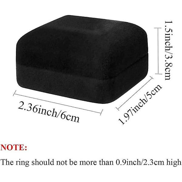Sort LED Light Velvet Ring Box til bryllup, frieri og forlovelse