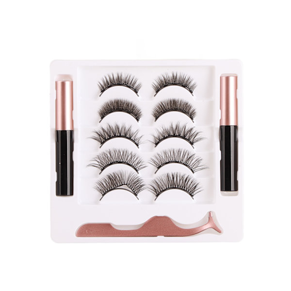 5 par magnetiska eyeliner fransar kit återanvändbara 3D vattentäta lätta latexfria magnetism fransar med applikator
