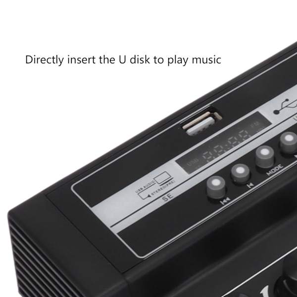 F8 Mixer Utomhus Karaoke Mikrofon Med Bluetooth Inspelning Svart Hemma Mixer 100‑240V EU-kontakt