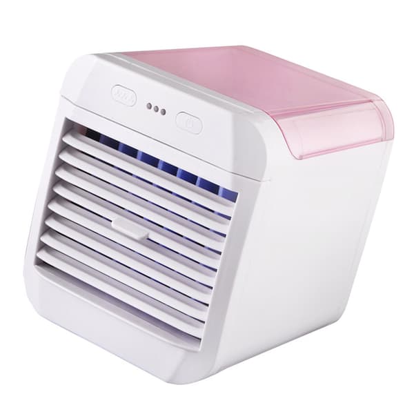 Bærbar Aircondition Mini Køleventilator Luftkøler 3 Vindhastigheder Skrivebords USB-drevet Luftfugter Natlys Ventilator Pink