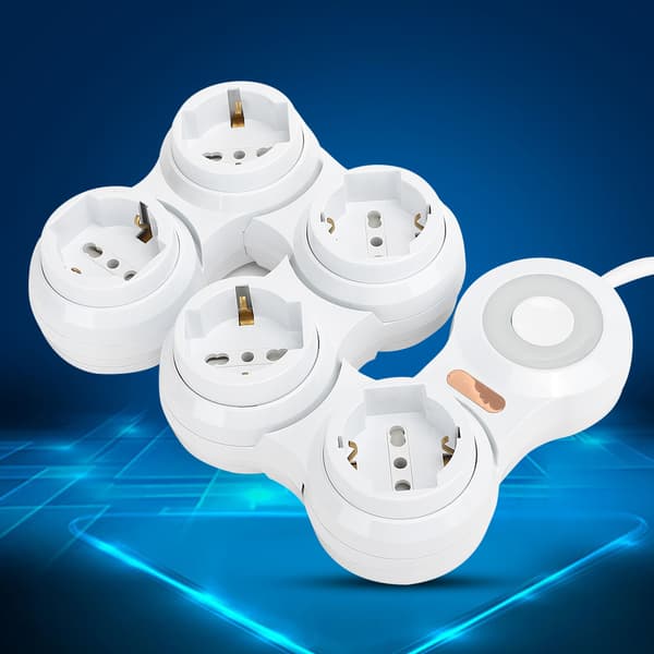 Strømskinne Deformation 5 Konkave Stik 10A med Strømindikatorafbryder (EU-stik 220V-250V)