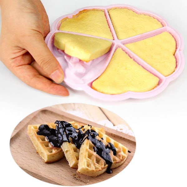 2 STK silikon vaffelform 5 hulrom hjerteformet kake muffins pannekakeform for bakeverktøy