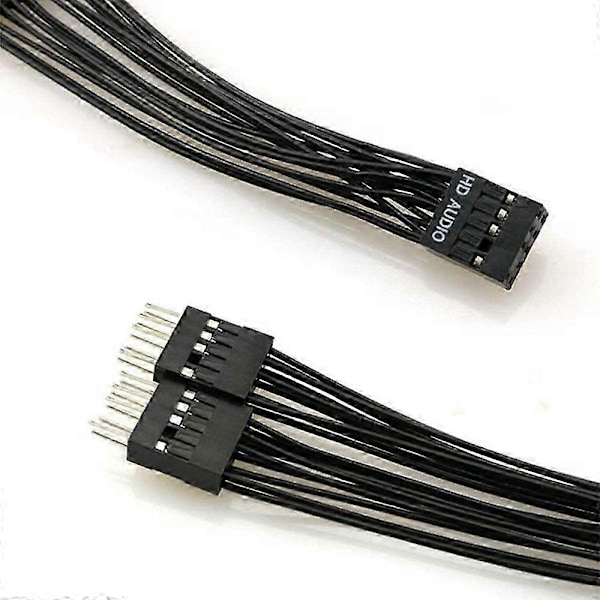 Bundkort Audio HD Forlængerkabel 9Pin 1 Hun til 2 Han Y Splitter Kabel Sort kompatibel med PC DIY 10cm