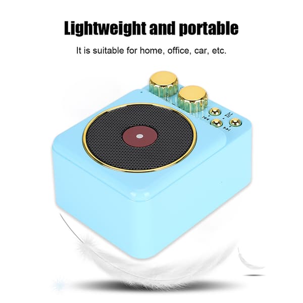 DC 3.7V Retro Bluetooth 5.0-högtalare med smart ljudröstutsändning för MP3 / TF-kortBlå