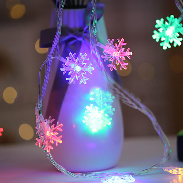 Snöflinga LED-slingljus Batterikontrolltyp Dekorativ lampa Fest Bröllop Prydnad 6m 40LED med blinkande läge Färgglad