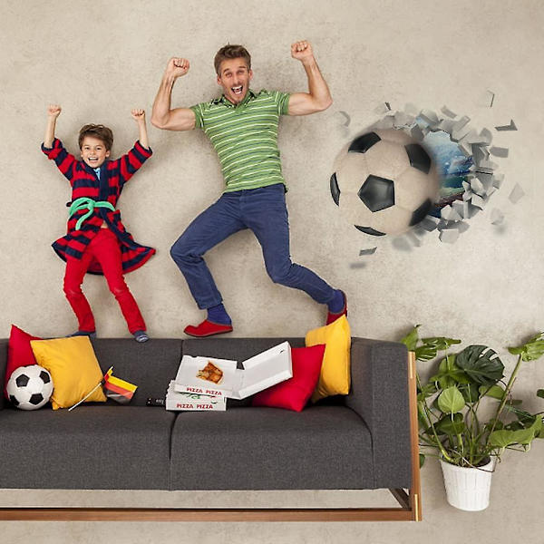 Fotboll 3D Väggdekal för Pojkrum och Babyrumsdekoration