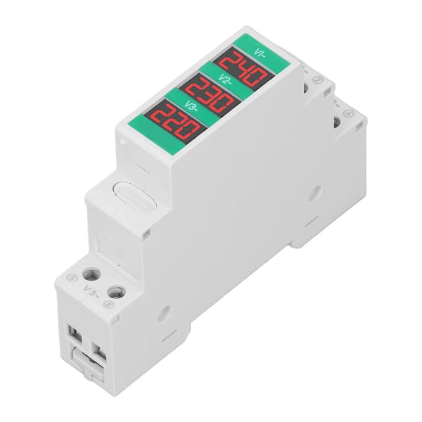 3-fas AC Voltmeter Din-skenmontering LCD Digital Display Spänningsmätare Elmätare 60-450V