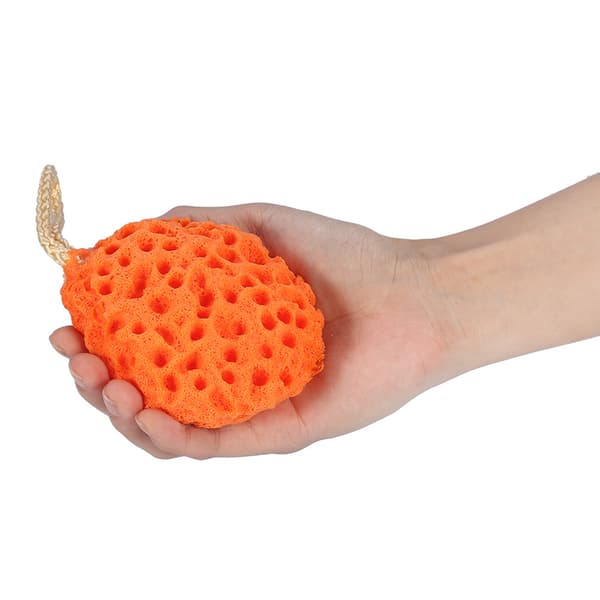 4 farver skønhed blød svamp kropsbruser spa vask rensende skrubber badebold (orange)