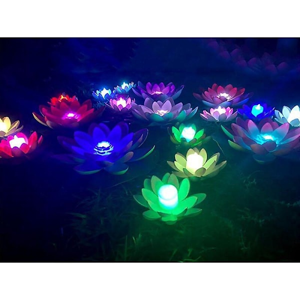 LED lotuslys farverigt lotuslys automatisk farveskift ønske flodlys bøn for lanternefestival Tanabata Valentinsdag lys lilla