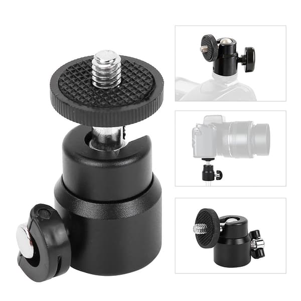 Mini kuglehovedbeslag til DSLR-kamera videokamera - 360° rotation (sort)