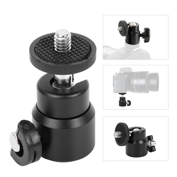Mini kuglehovedmontering til DSLR kamera videokamera - 360° rotation (sort)