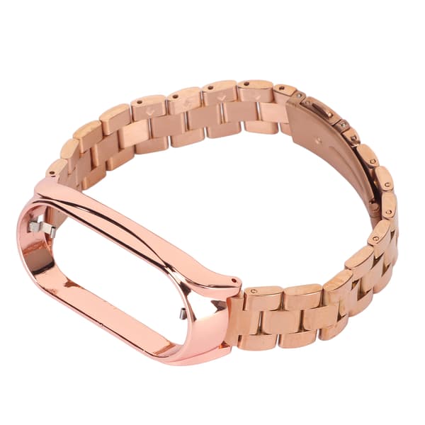 Smartklokke-armbånd i rustfritt stål, solid justerbart beskyttende erstatningsarmbånd for Mi 7 NFC Rosegull