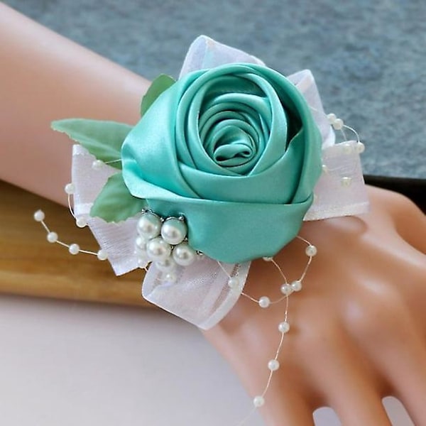 Blå Bröllops Corsage - Elegant Handblomster för Brudens Ära
