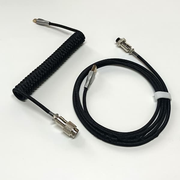 Gaming Keyboard Kabel Professionel Udtrækkelig Robust Stik Spiral Keyboard Kabel til Mekanisk Keyboard Sort