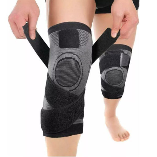 Elastiska knäskydd 3D tredimensionellt tryckskydd bekväma andningsbara dubbla remmar stickade för löpning