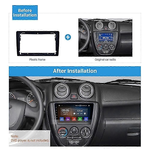 2Din 9 Tum Bil Kontrollpanel Audio Ram Radio Stereo Panel kompatibel med Granta 2011 - 2017 Panelram