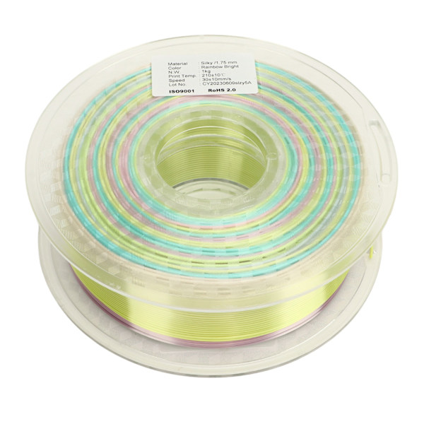 PLA Filament Farvegradient Regnbue Multifarvet Silkeblank 1,75 mm 3D-printer Filament