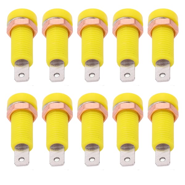 10 stk 4 mm Banan Jack Socket Mount Binding Post Connector Adapter Panel for Elektronisk Instrument Gul