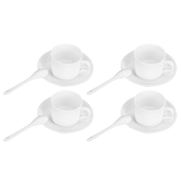 4 Set Hög Benporslin Kaffe Set Kaffe Mugg med Fat Skål Sked Te Mugg Dryckesvaror