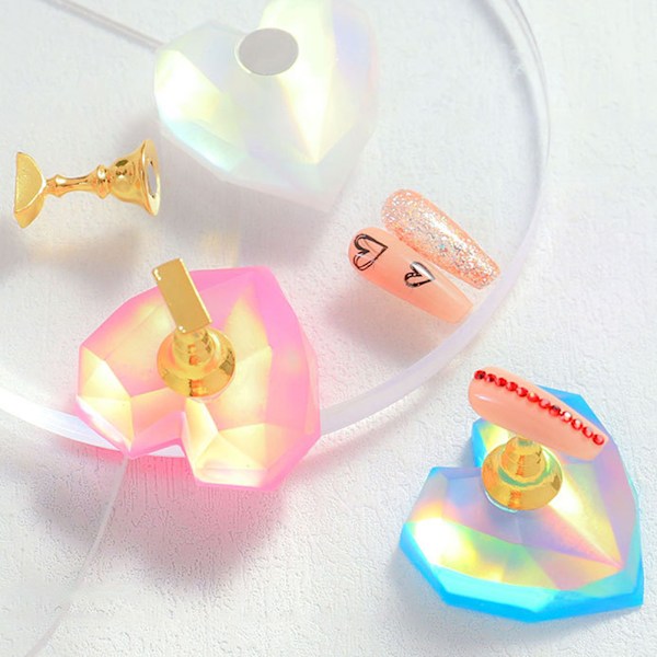 Magnetisk negleholder Manicure Praksis Træning Display Stativ Krystalholdere Legering Falske Neglespids Salon DIY Manicure Værktøjer