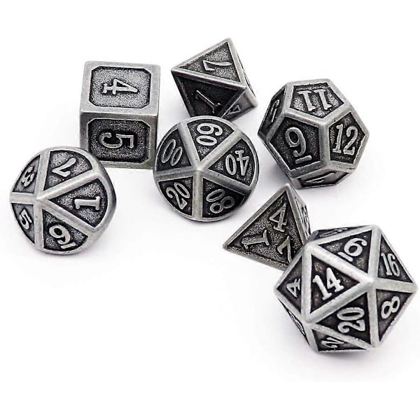 Blodfläckat Metall DND Tärningsset Blodfläckade Tärningar D&D Polyedriska RPG Tärningar (Antik Järn)