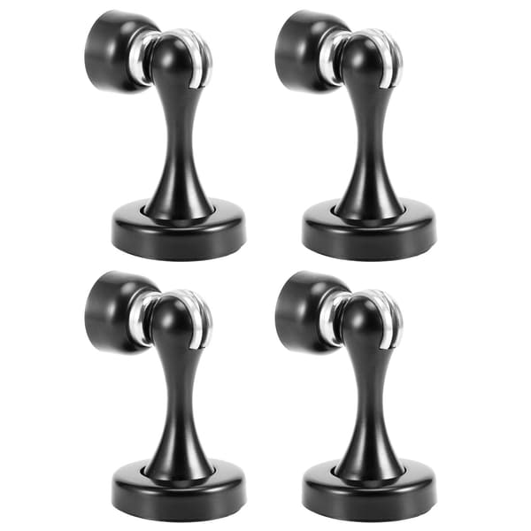 4 sæt magnetisk dørstopper i rustfrit stål til gulv og væg (sort fortykket)