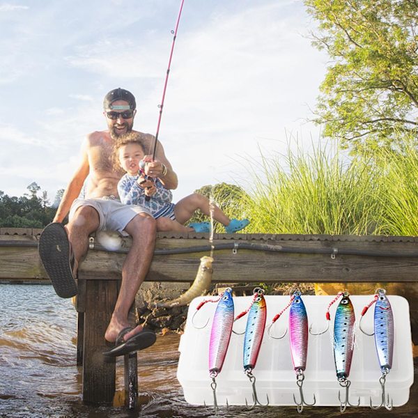 5 stk 30g/40g Sakte Fall Pitch Fiske Lures Metall Flat Fiske Jigger Synkende Jigging Agnet for Saltvannsfiske