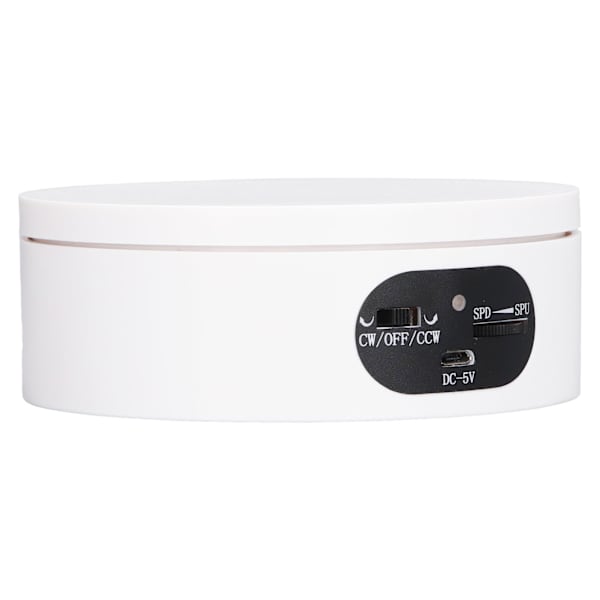 Roterande displaystativ 5,5 lb lastkapacitet 360 graders fotografering skivspelare plugga i batteri ratt hastighetskontroll vit 12 cm/4,7 tum