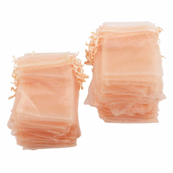 100 STK Organza tasker 10x15 cm Gennemsigtige snoregaveposer Mesh bærbare smykkeposer snøre til bryllup Rose guld
