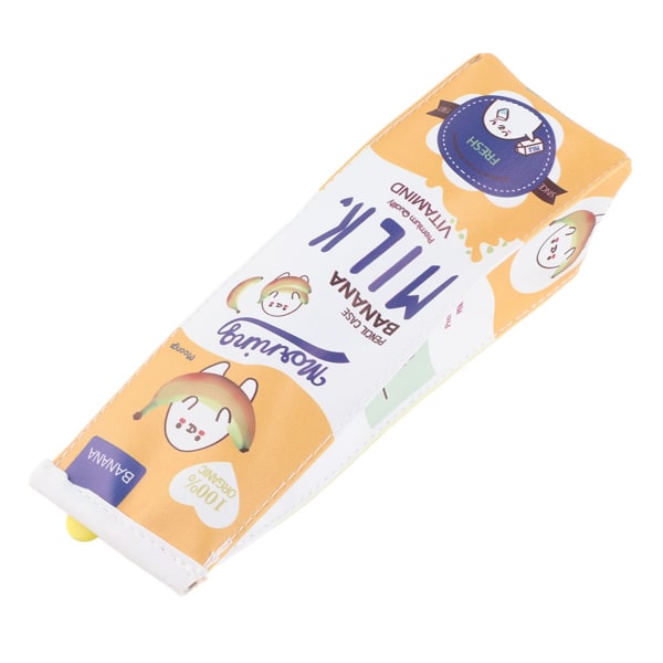 3 Colors Cartoon Milk Stationery Bag Vanntett PU Stor kapasitet Blyantveske Oppbevaringspose