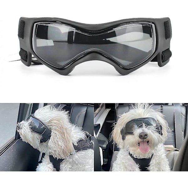 Hunde Goggles til Mellemstore Hunde - UV Beskyttelse Solbriller med Justerbare Remme Mellem Sort