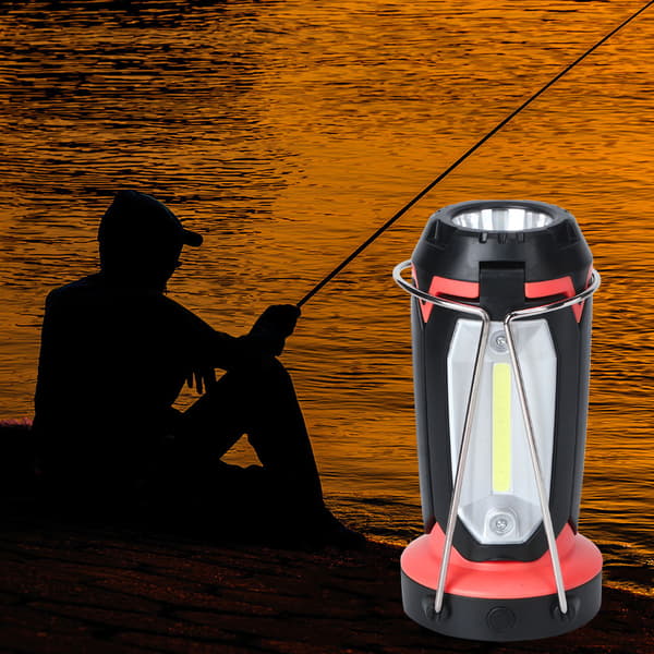 LED Campinglanterne Multifunktionel COB Bærbar LED Lommelygte Camp Lampe (Rød)
