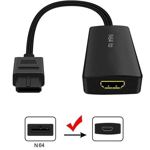 Kannettava N64-HDMI-sovitin Nintendo 64/SNES/NGC/S:lle - HDMI-yhteensopiva sovitin