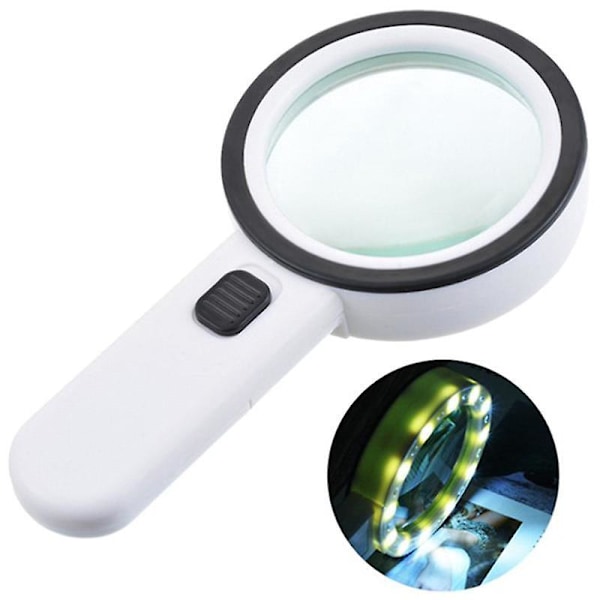 Handhållen LED-belyst förstoringsglas, 30x förstoring, perfekt för läsning, tidningar, böcker, svetsning, inspektion