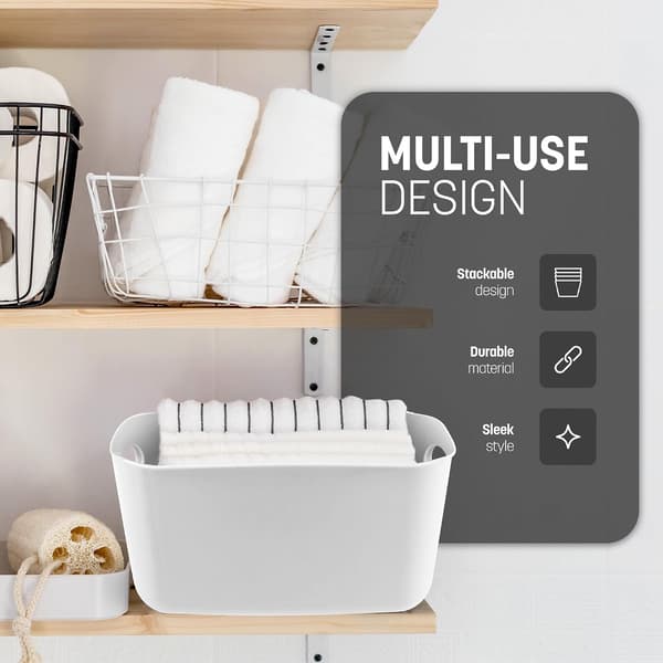 (20,5x 14 x 7 cm) - White plastic storage box - 5 pcs, room organizer, storage basket for home and office, suitable for