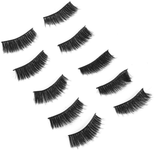 5 par tykke, tette falske vipper Tredimensjonale lange krøllede falske øyevipper Makeup Tool(D46)