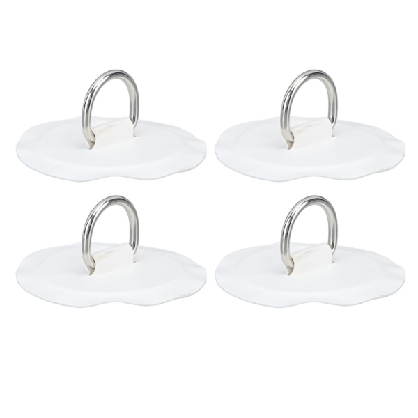 4 st D-ring lappar PVC rund form starkt rostfritt stål D-ring dyna för båt flotte paddelbräda vit