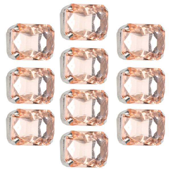 10 kpl ommeltavia strass-kristalleja, kiiltäviä nappeja koristeluun DIY-askarteluun, vaatteisiin, kenkiin, laukkuihin, 0,71 x 1,1 tuumaa, pinkki, suorakulmainen