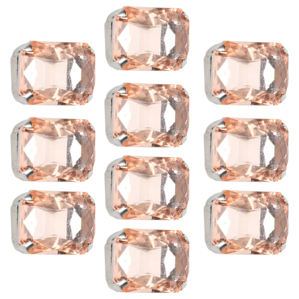 10 stk sy på rhinestones krystaller skinnende knapper dekorasjon for DIY håndverk klær sko vesker 0,71 x 1,1 tommer rosa rektangulær