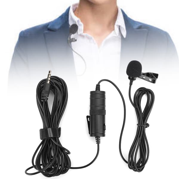 Mini Kraveklips Mikrofon Karaoke Live Broadcast Mic med Batteri til Mobiltelefon PC (Mikrofonadapter til IOS)