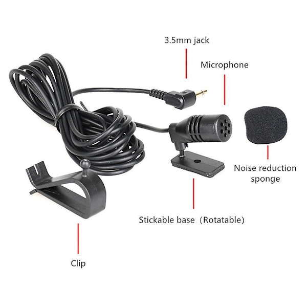 Bilmikrofonmontering 3,5 mm Bluetooth-aktivert for bilstereohodeenhet