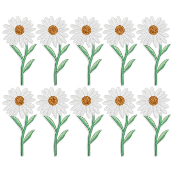 10Pcs White Daisy Cloth Patches Iron on Transfer Appliques Clothing Repairs DIY Decoration