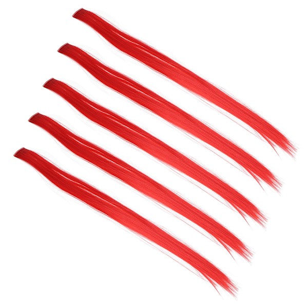 5 stk klips i hårpynt farget rett hårforlengelse klips hårstykke klips for fest CosplayBright rød