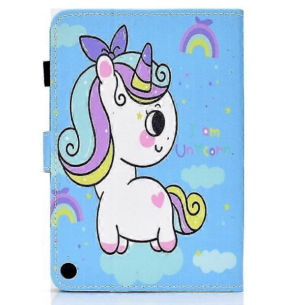 Målat Mönster Tpu Horisontellt Flip Läder Skyddsfodral För Kindle Fire Hd 8 2020 Zekai Regnbågsenhörning