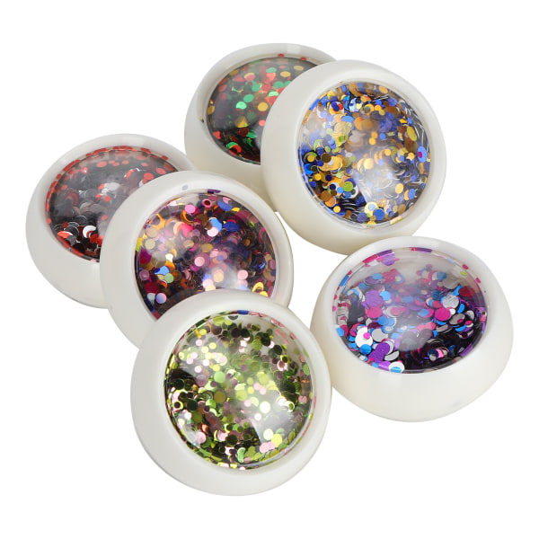 6 lådor Runda paljetter Plast Färgglada Glitter Dekorativa smulor DIY-prydnadstillbehör