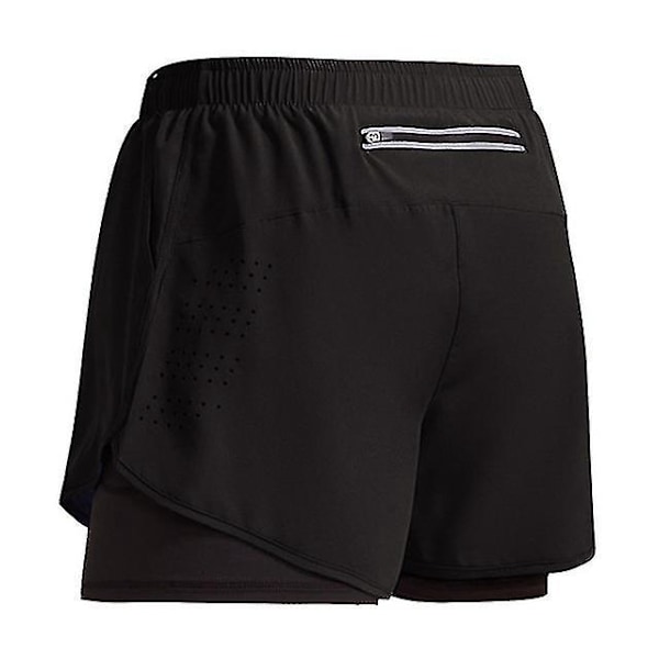 Men's 2-in-1 Double-deck Sport Shorts for Summer Training and Running XL Black