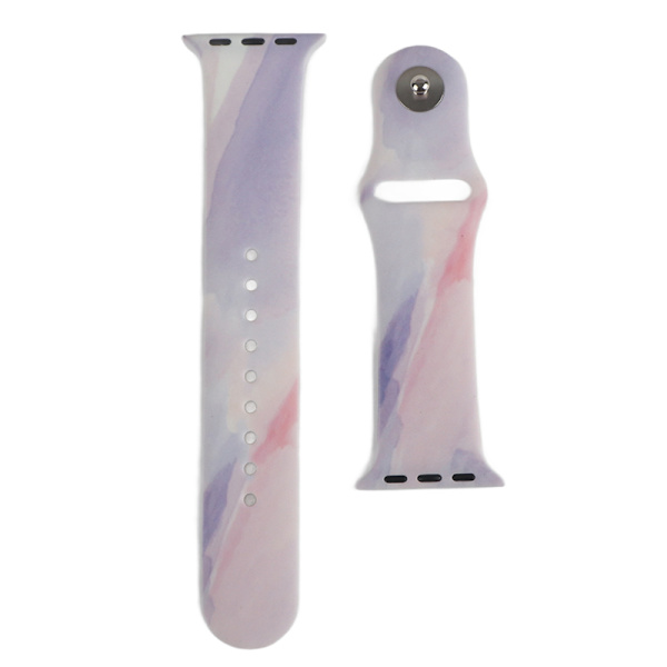 Blommigt printed Smartwatch Band Ersättningsmjukt silikon watch för Iwatch 7 Series Purple Rhyme 38/40/41MM