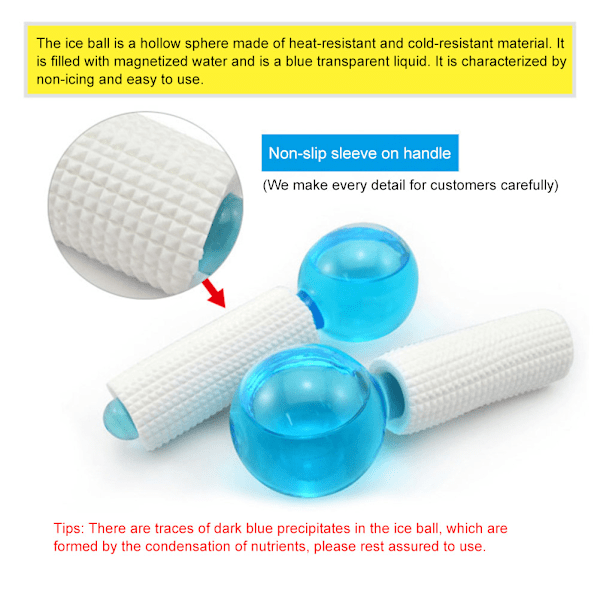 2st Ice Roller Globes Ansiktsrullboll Kall hud ansiktsmassageverktyg för ansikte och nacke huvudvärk