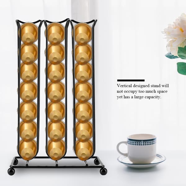 Svartfarget forkrommet kaffekapselholder i jern for 42 kapsler